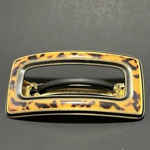Vintage Faux Tortoise Shell Rectangular Hair Barrette Made In France - Picture 1 of 10