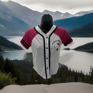 Sanrio Hello Kitty Girls Pink/White Graphic Baseball Jersey Size 12 (Kids) - Picture 1 of 5