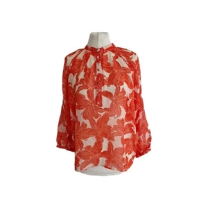 Primrose Park London Women Orange Floral Long Sleeve Oversized Blouse Top. Large - Picture 1 of 14