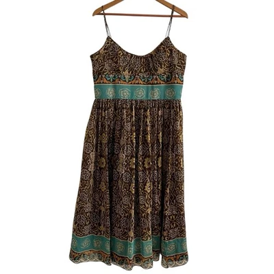 Vintage Jones NY Silk Midi Dress Sz 14 Babydoll Y2K Boho Peasant Resort Flowing - Image 1 of 4