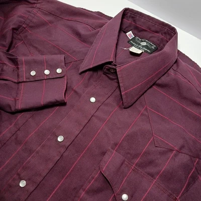 Vintage Ruddock Pearl Snaps Long Tail Purple Western Shirt Mens Sz L 16.5-35 USA - Image 1 of 4