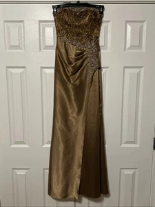 Joli Prom Size 0 Strapless Copper Bronze Gold Evening Prom Formal Dress - Picture 1 of 5
