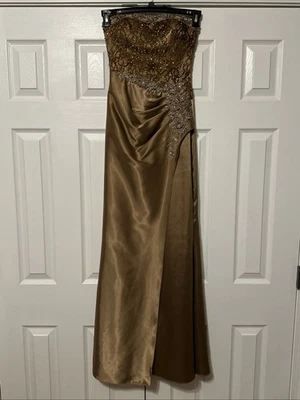 Vestido formal de formatura Joli tamanho 0 sem alças cobre bronze dourado - Imagem 1 de 4