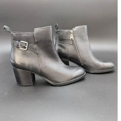 Lauren Ralph Lauren Botines Mujer 9.5 B Genna Cuero Negro Botines Preppy Foto 1 de 4