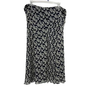 LRL Ralph Lauren blau Blumen 100 % Seide Maxirock 3X Paneele Prärie Western Boho - Bild 1 von 12