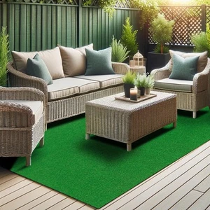 Collection Indoor and Outdoor Green Artificial Grass Turf Area Rug 66X 93 Green - Picture 1 of 7