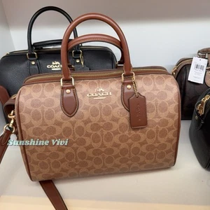 NWT Coach Rowan Large Satchel Bag In Signature Canvas CV959 Gold/Tan/Brown - Bild 1 von 12