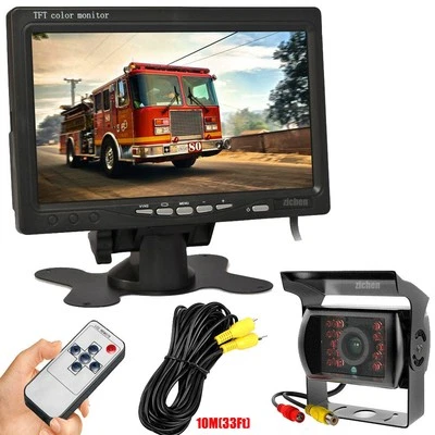 Vehicle IR Rear View Backup Camera 7" Monitor for Truck Trailer Bus RVs Reverse - Image 1 of 4