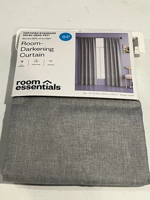 Room Essentials Heathered Gray Single Room Darkening Curtain Panel 42" x 84" - Image 1 of 4