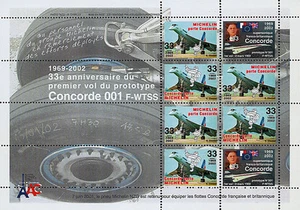 VIGNETTES AERIENNES COULEUR "CONCORDE & MICHELIN NZG / DE GAULLE" 2002 - Foto 1 di 1