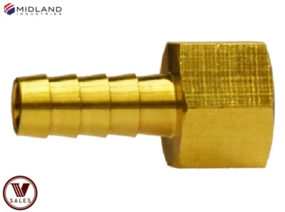 FACTORY NEW! Midland Metal 1/4" Hose Barb x 1/4" Female NPT Brass Fitting 32053 - Image 1 of 4