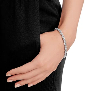 Bracciale Tennis Stile Angel Argento Swarovski Elements Cristalli Originali - Imagen 1 de 4