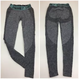 GYMSHARK Leggings grau anthrazit mintgrün Logo Taille Po Verbesserung Damen Gr. XS - Bild 1 von 10