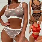 Intimate Apparel For Women 2 Piece Lace Bra And Panty Set With Heart Design