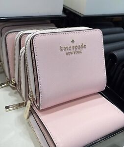 Kate Spade Staci Small Zip Around Card Holder Case Wallet Chalk Pink NWT