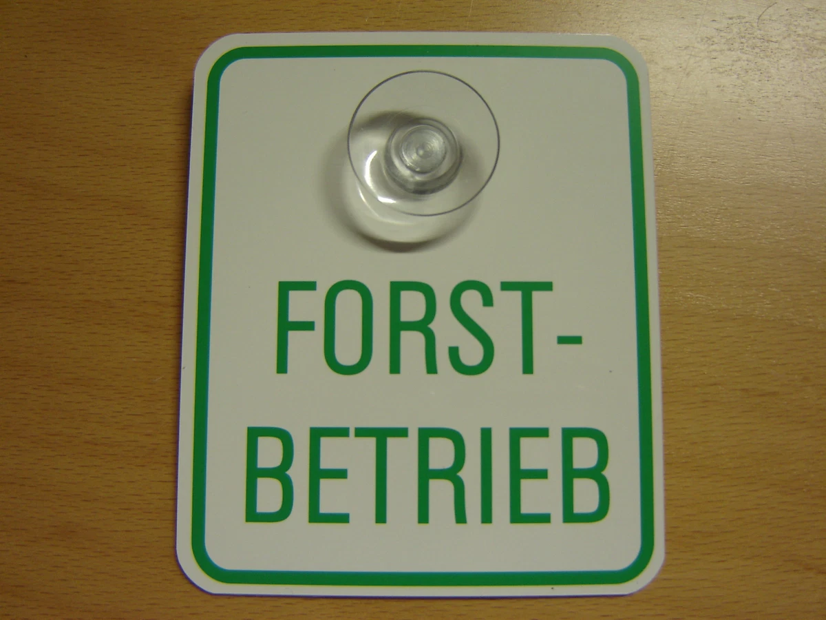 2er Set Saugnapf-Schild 'Forstbetrieb' – Acryl, 5x20 Cm, Für Auto-Windschutzscheibe