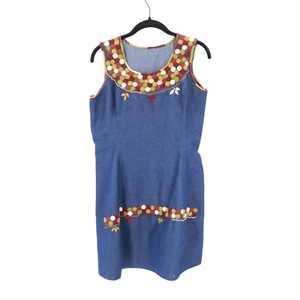 Vintage Jeans Tank Kleid Damen XS Blau Cottagecore Grannycore Hippie Retro Boho - Bild 1 von 14