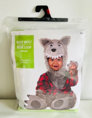 NEW Halloween BABY WOLF Costume Jumpsuit Hood Booties Infant 6 - 12 months - Image 1 of 4
