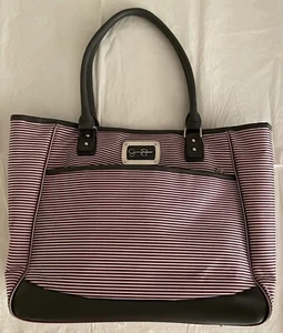 Jessica Simpson Tote Extra Large Satchel Shoulder/Computer Bag Striped Purple - Picture 1 of 22