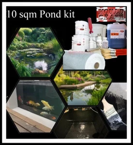 10 Metre² Fibreglass Pond Kit, Polyester Resin, Tissue, Black Topcoat, Matting - Picture 1 of 3