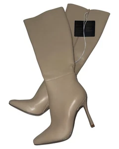 NEW FOREVER 21 Taupe Faux Leather Stiletto Boots sz 7 - Picture 1 of 7