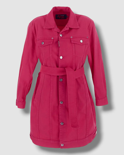Cappotto con cintura Dsquared2 da donna rosa over jeans denim $825 taglia 40