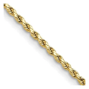14K Yellow Gold 22" 2mm Semi Solid Diamond-cut Rope Necklace Gift for Mother - Picture 1 of 7