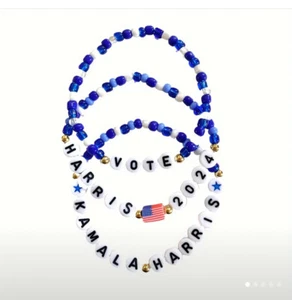 SET OF 3 - KAMALA HARRIS BRACELETS (BLUE THEME) - One Size Fits Most - Picture 1 of 4