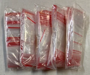 PLASTIC ZIP LOCK RED LINE BAGS -5 x PACKS OF 100 - 30 mm x 30 mm - Picture 1 of 2