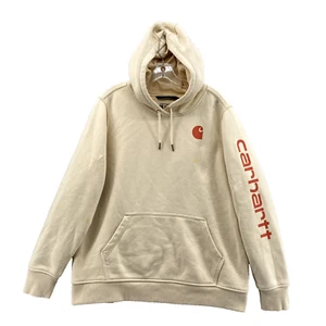 Carhartt Hoodie Youth Kids XL (16-18) Cream Red Spellout Outdoor Y2k Streetwear - Picture 1 of 12
