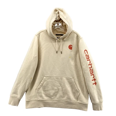 Carhartt Hoodie Youth Kids XL (16-18) Cream Red Spellout Outdoor Y2k Streetwear - Image 1 of 4