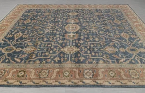 Hand Oushak Rug Large Area Rug Blue Coral Oushak Style Soft Wool Rug - Picture 1 of 22