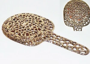 Antique Vermeil Hand Mirror 18th Century Gold Over Silver Ornate Gold Foil Back - Picture 1 of 6