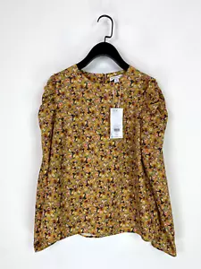 Warehouse Yellow Crowded Ditsy Flower Flute Long Sleeve Size UK 10 NEW - Picture 1 of 10