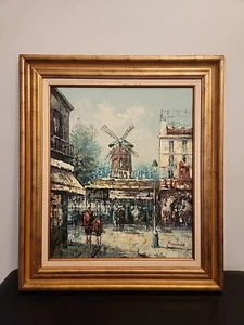 Bernado Signed Original Painting Oil on Canvas 24x20 Vintage Framed Moulin Rouge - Picture 1 of 24