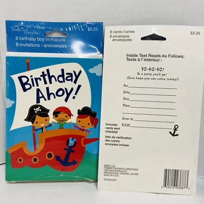 Invitaciones de cumpleaños Ahoy fiesta pirata 2 paquetes de 8 tarjetas con sobres 16 en total Foto 1 de 4