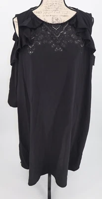 Isabel Ingrid Maternity Black Dress Sz Large Shift Cold Shoulder - Image 1 of 4