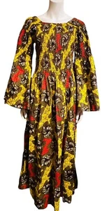 Vintage African Stars Kente Cloth Print Pattern Maxi Dress OS - Bild 1 von 6