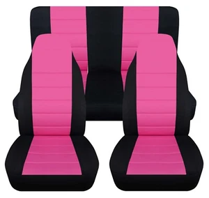 Fundas de asiento delanteras y traseras negras rosa intenso para Jeep Wrangler TJ/LJ 2003-2006 - Imagen 1 de 5