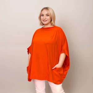 WOMENS OVERSIZED TOP LADIES OVERSIZED SLASH NECK WITH SIDE POCKETS PLUS SIZE - Picture 1 of 8