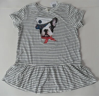 CAMISETA MONTEAU NIÑAS ESTAMPADO PERRO VOLANTES DOBLADILLO TALLA GRANDE NUEVA Foto 1 de 2