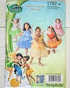 EW SIMPLICITY 1792 Girls 1-3 Pattern Disney Fairies Tinkerbell Wings Costume - Picture 1 of 2