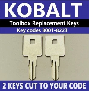 Kobalt Toolbox Keys Tool Box Spare Replacement Keys Cut to Code 8001-8223