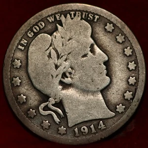 1914-D Denver Mint Silver Barber Quarter - Picture 1 of 2