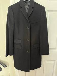 $598 J.Crew Men’s Wool-Cashmere Overcoat Black Size 38S - Picture 1 of 3