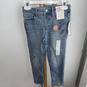 Jumping Beans Denim Jeans Girls 6X Adjustable Wasit NWT NEW embroidered flowers - Picture 1 of 7