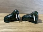Pair Polished Nephrite Jade Walrus Hand Carved Figurine 2"
