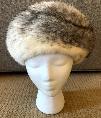 Sombrero boina vintage de piel de zorro gris blanco saks five avenue EXCELENTE Foto 1 de 4