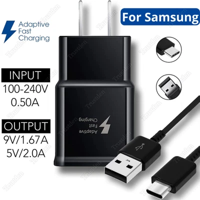 For Samsung Galaxy S24 23 22 21 20 USB Type-C Fast Charger Cable Adaptive Block - Image 1 of 4