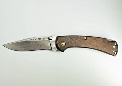Buck 112 USA Ranger Brown Micarta G-10 BOS S30V Lockback Folding Knife! - Image 1 of 4